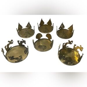 Set of 6 Vintage Maritime Nautical Brass Wine Coaster / Candle Holders